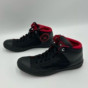 Converse Chuck Taylor All Star Sneakers High Street Mid Black Red Mens 8 Wms 10